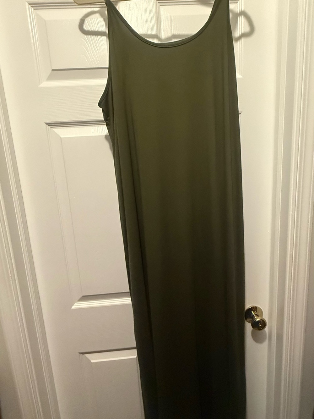 Olive Green Sleeveless Maxi Dress - Classic Slip Style